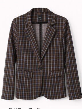 Liverpool Brown Plaid Blazer Tailored One Button Jacket Size M
